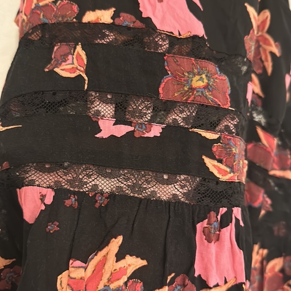Free people black and pink floral dress or tunic. Size small - Picture 2 of 6